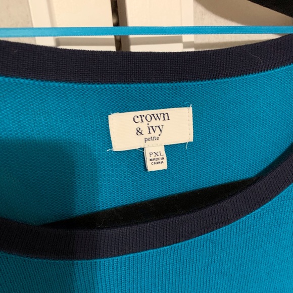 Crown & Ivy Turquoise Blue Sweater PXL - Picture 2 of 3